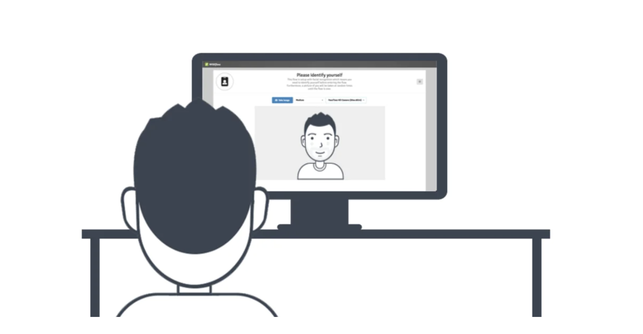 Illustration of a student identifying himself on the computer before starting digital assesment