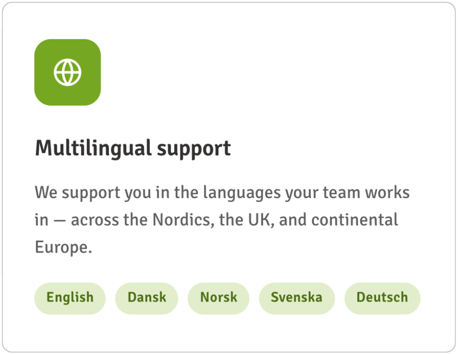 Multilingual Support Multilingual Support