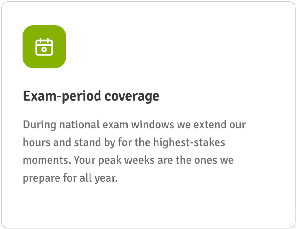 Exam-period coverage Exam-period coverage