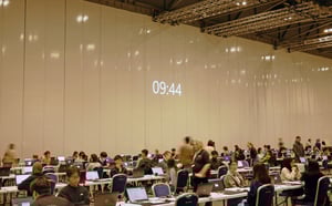 Laptop hall time on wall