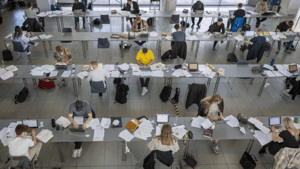 Students at Aarhus University in the middle of an exam