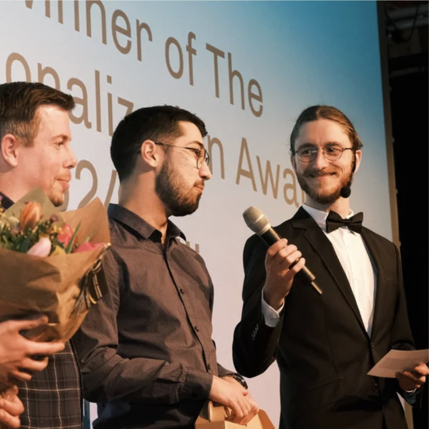 UNIwise employees receiving the Internationalisation award in Aarhus Denmark